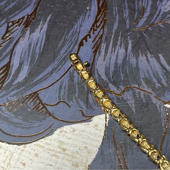 Vintage 80s Gold Vermeil and 925 Sterling Silver Faux Diamond Tennis Bracelet D1 - Picture 11 of 15